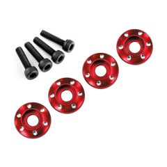 Wheel nut washer, machined aluminium, red / 3x12mm CS (4) (TRX-7668R)