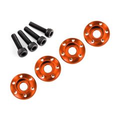 Wheel nut washer, machined aluminum, orange/ 3x12mm CS (4) (TRX-7668X)