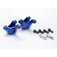 Steering blocks/ axle housings, blue-anodized 6061-t6 aluminum/ (l&r) w/ metal inserts(3x4.5x5.5mm) (2)