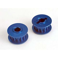 Pulleys, 15-groove (front/ rear) (blue-anodized, light-weight aluminum) (2)/flanges (2)