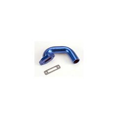 Exhaust header, perfect-fit for n. 4-tec, n. rustler/sport (blue-anodized, aluminum)/header gasket (for side exhaust engines only)