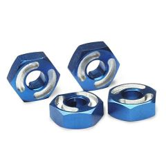 Wheel hubs, hex,  6061-t6 aluminum (blue) (4)/ axle pins (2.5x10mm) (4)