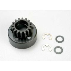 Clutch bell (16-tooth)/5x8x0.5mm fiber washer (2)/ 5mm e-clip (requires 5x11x4mm ball bearings part #4611) (1.0 metric pitch)