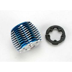 Cooling head, powertune (machined aluminum, blue-anodized) (trx 2.5 and 2.5r)/ head protector (plastic)