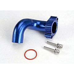 Header, blue-anodized aluminum (for rear exhaust engines only) (trx 2.5, 2.5r, 3.3)