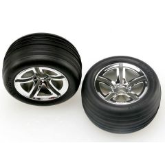 Tires & wheels, assembled, glued (2.8") (jato twin-spoke wheels, alias ribbed tires, foam inserts) (nitro front) (2)