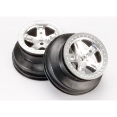 Wheels, sct satin chrome, beadlock style, dual profile (2.2" outer, 3.0" inner) (rear)