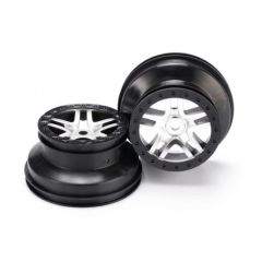 Wheels, SCT Split-Spoke, satin chrome, black beadlock style, dual profile (2.2 outer 3.0 inner) (front/rear) (2)