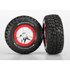 Tires & wheels, assembled, glued (SCT Split-Spoke chrome, red beadlock style wheel, BFGoodrich Mud-Terrain T/A KM2 tire, inserts) (2) (front/rear)