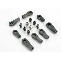 Plastic rod ends (8) (1/6 and 1/5 scale)/ hollow ball connectors (8) (6-black, 2-silver)