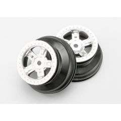 Wheels, sct satin chrome, beadlock style, dual profile (1.8" outer, 1.4" inner) (2)