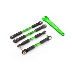 Traxxas Turnbuckles, aluminum (green-anodized), camber links, front, 39mm (2), rear, 49mm (2) (assembled w/ rod ends & hollow balls)/wrench (TRX-3741G)