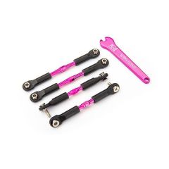 Traxxas Turnbuckles, aluminum (pink-anodized), camber links, front, 39mm (2), rear, 49mm (2) (assembled w/ rod ends & hollow balls)/wrench (TRX-3741P)