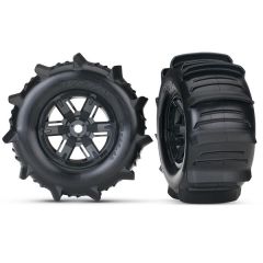 Tires & wheels, assembled, glued paddle (X-Maxx black)