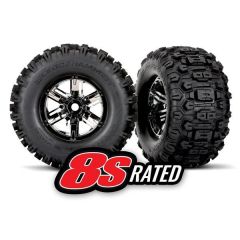 Traxxas - Tires & wheels, assembled, glued (X-Maxx black chrome wheels, Sledgehammer tires, foam inserts) (left & right) (2) (TRX-7774A)