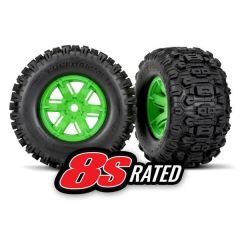 Traxxas - Tires & wheels, assembled, glued (X-Maxx green wheels, Sledgehammer tires, foam inserts) (left & right) (2) (TRX-7774G)