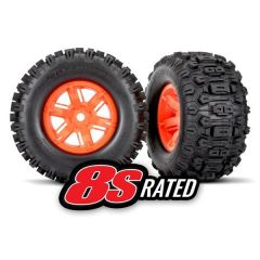 Traxxas - Tires & wheels, assembled, glued (X-Maxx orange wheels, Sledgehammer tires, foam inserts) (left & right) (2) (TRX-7774T)