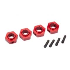 Wheel hubs, 12mm hex, 6061-T6 aluminum (red-anodized) (4)/ screw pin (4) (TRX-8269R)