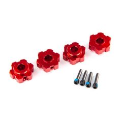 Wheel hubs, hex, aluminum (red-anodized) (4)/ 4x13mm screw pins (4) (TRX-8956R)