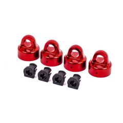 Traxxas - Shock caps, aluminum (red-anodized), GTX shocks (4)/ spacers (4) (for Sledge) (TRX-9664R)