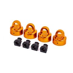 Traxxas - Shock caps, aluminum (orange-anodized), GTX shocks (4)/ spacers (4) (for Sledge) (TRX-9664T)