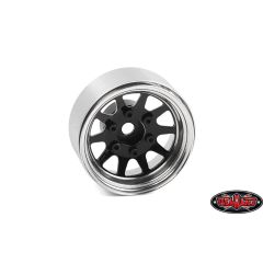 RC4WD OEM 6-Lug Stamped Steel 1.55" Beadlock Wheels (Black and Chrome) (Z-W0337)