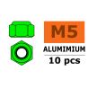 Zelfborgende zeskantmoer M5 "Groen", Aluminium (10st)