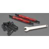 Toe links, Slayer Pro 4X4 (Tubes 7075-T6 aluminum, red) (88mm, fits front or rear) (2)/ rod ends, rear (4)/ rod ends, front (4)/ wrench (1)