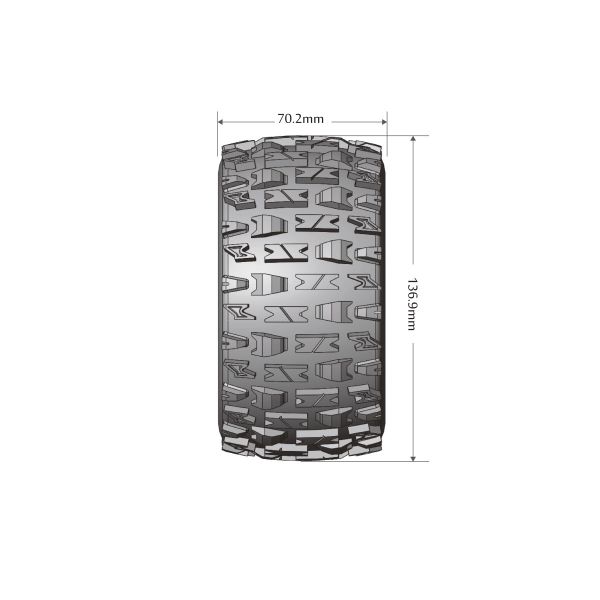 Louise MT-Pioneer - MFT 1/10 banden op 2.8" bead-lock velgen black - 0 Offset - Hex 12mm